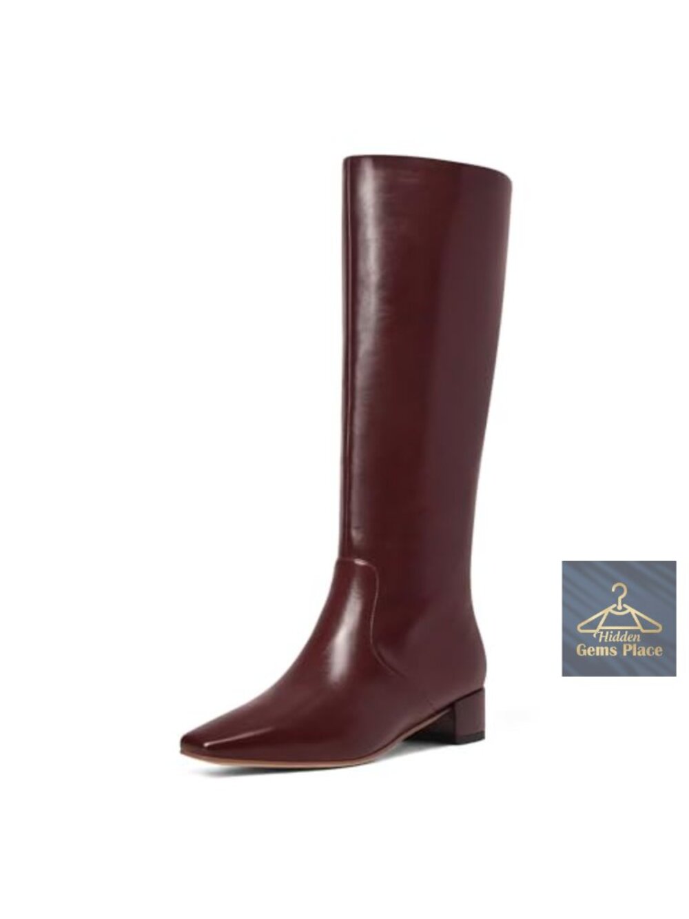 Knee High Boots Square Toe Chunky Heel Pull-On Tall Boot